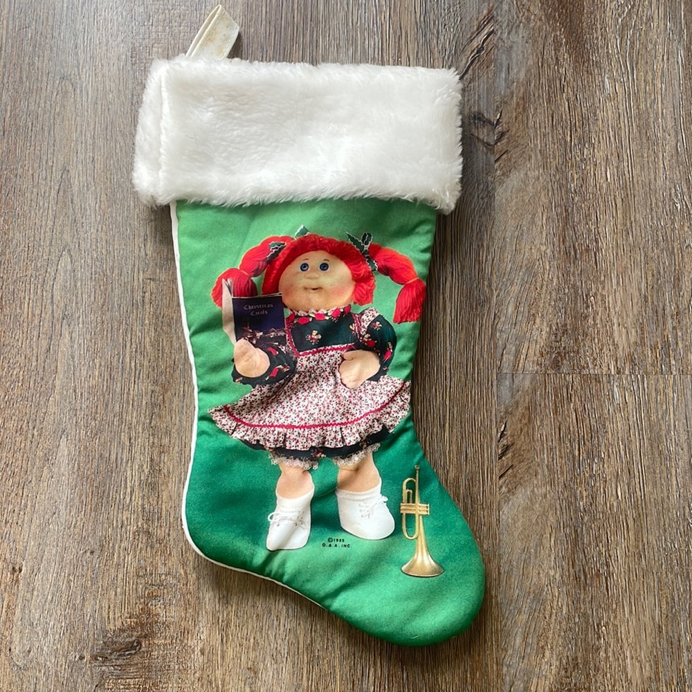 🎄 Vintage 1985 Cabbage Patch Kids Christmas Stocking 80s Holiday Decor